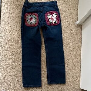 Upcycled with Granny squares Cat & Jack Dark Blue Stretch Jeans